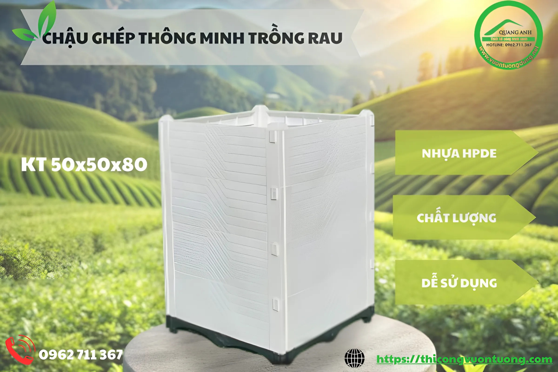 Chậu Ghép Thông Minh HDPE 50x50x80 – Giải Pháp Ưu Việt Cho Vườn Rau Tại Nhà