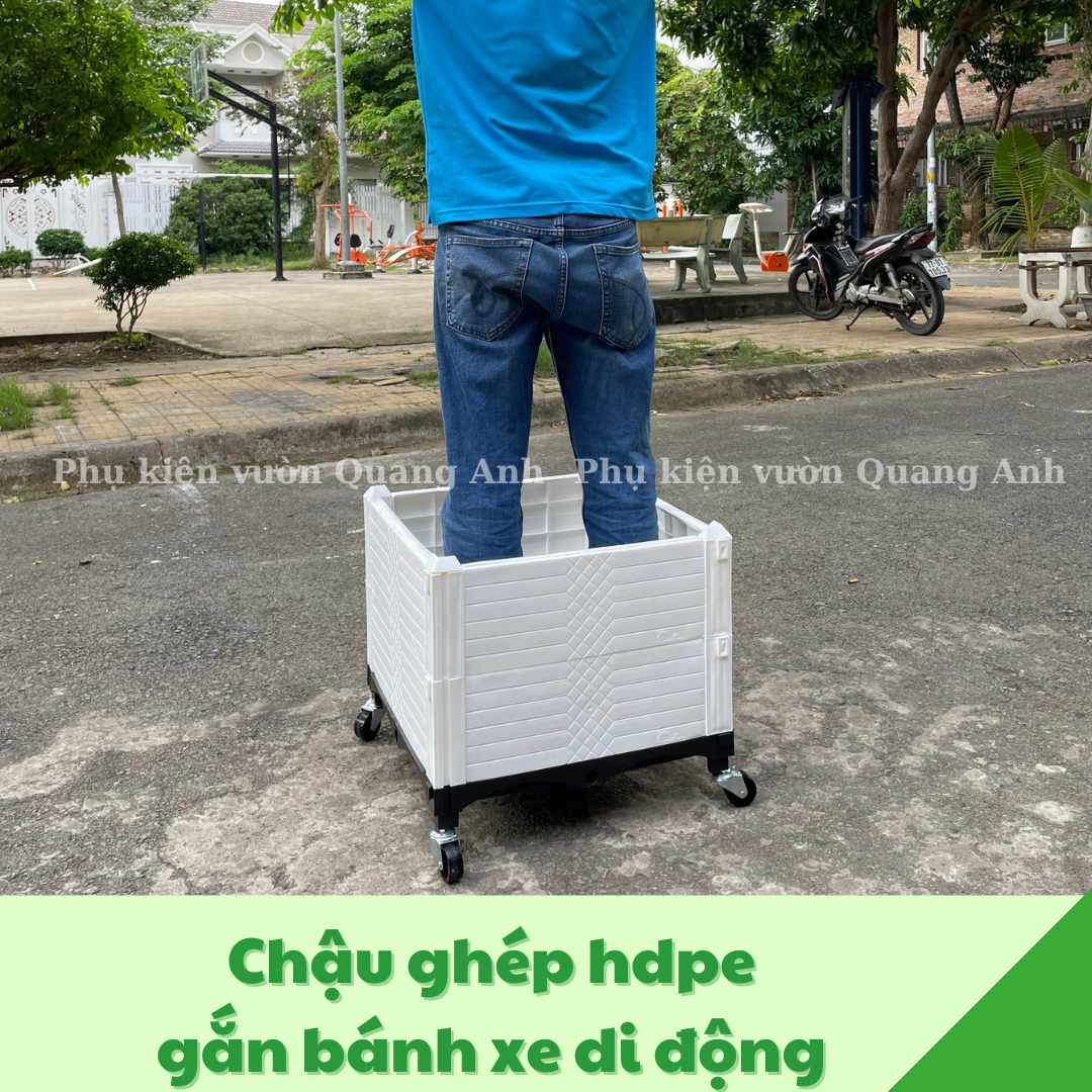 Chậu ghép trồng cây gắn bánh xe di động tiện lợi 