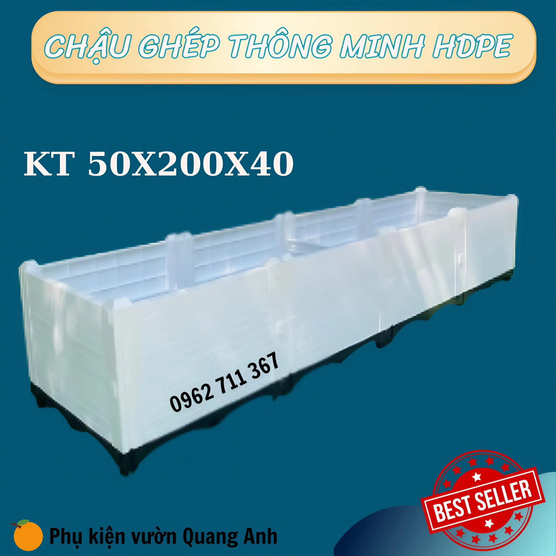 CHẬU GHÉP TRỒNG RAU THÔNG MINH KÍCH THƯỚC 50X200X40
